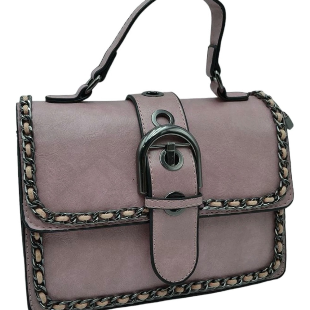 Elegant Brown Chain-Trimmed Women's Leather Bag